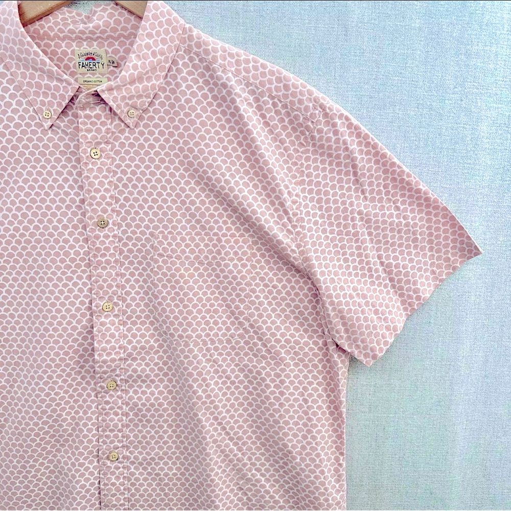 Faherty SS Stretch Playa Shirt in Rose Fishscale